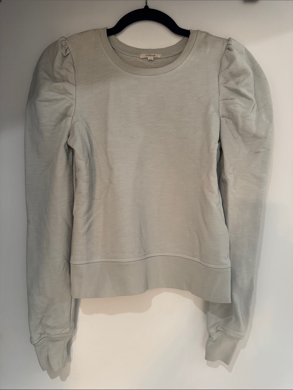 Puff/Princess Sleeve Crewneck Light Sweatshirt in Pale Blue